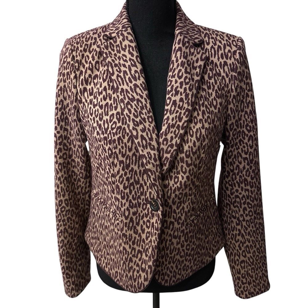 NEW Ann Taylor Leopard Print Newbury Blazer Jacket Womens Size 2